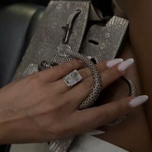 Fashion Emerald Cut Engagement Ring 3 CT Gold Plated Silver Bridal Halo